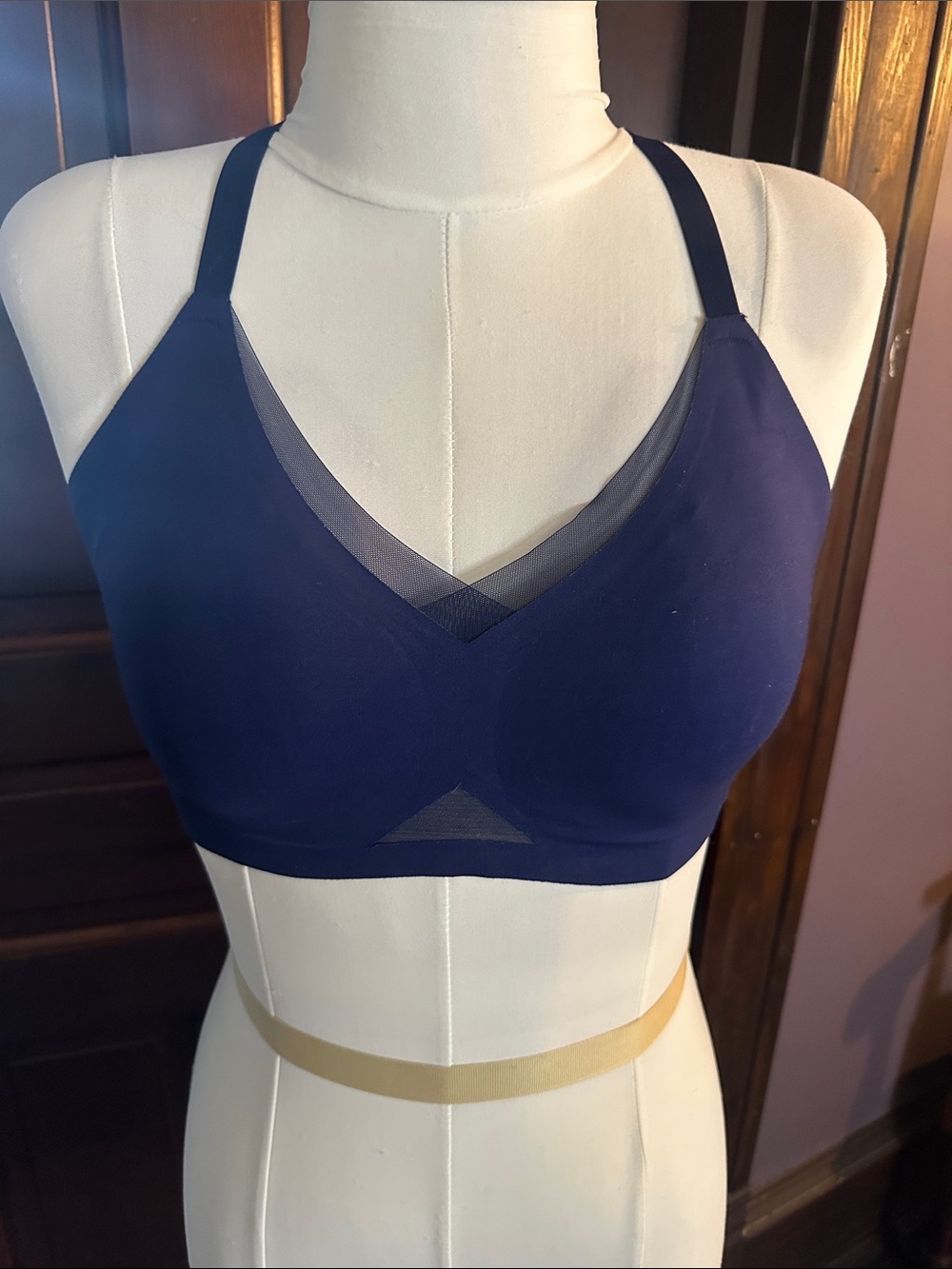Honeylove Navy Mesh-Trim Stretch Sports Bra